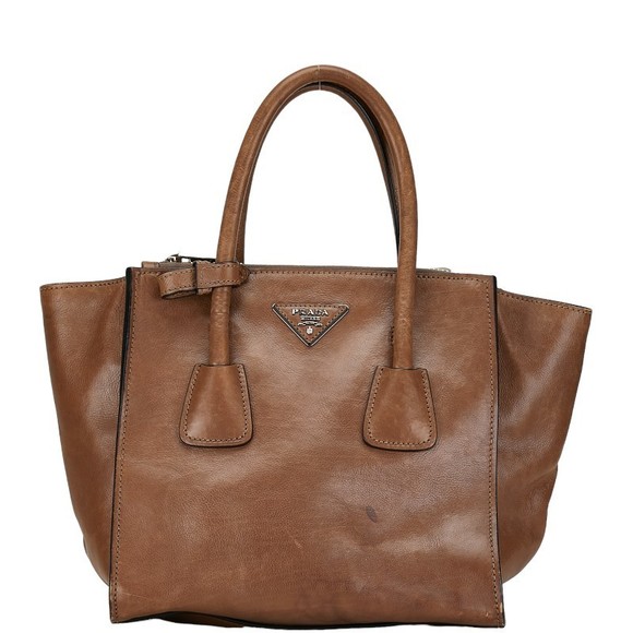 Prada Bag 2WAY Brown Triangle Shoulder Plate - Picture 1 of 14